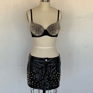 Oh Yes studded bra and skirt set